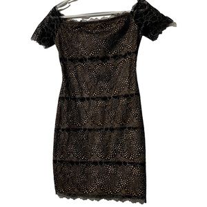 Off shoulder lace mini dress